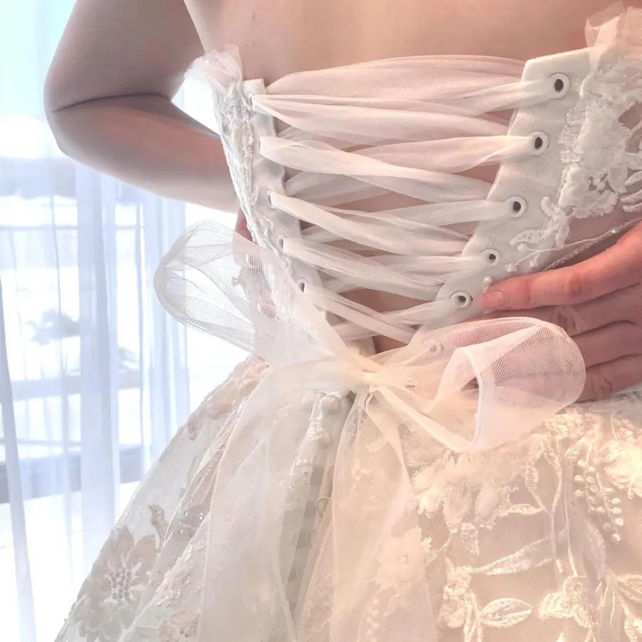 White wedding gown back details