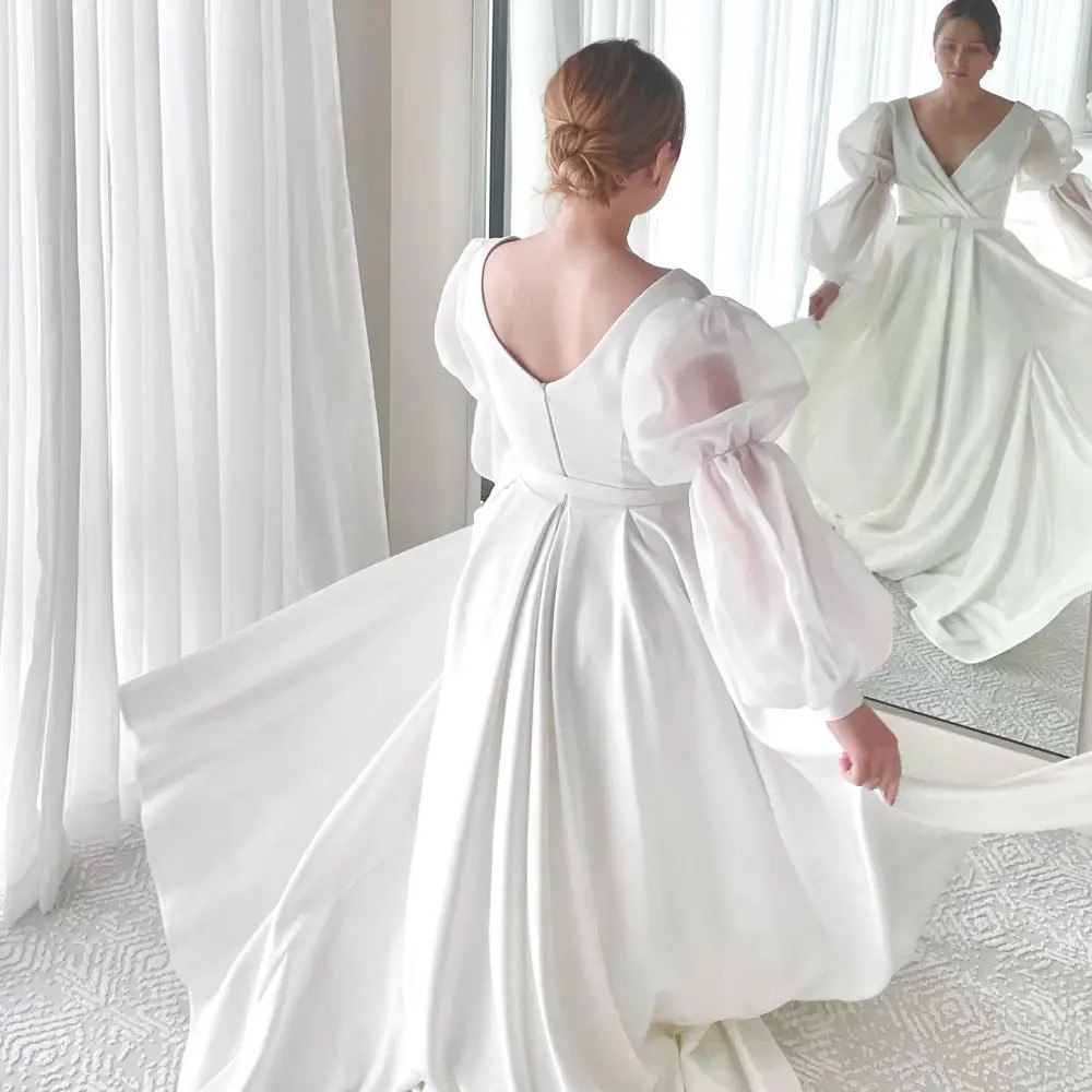 White wedding gown back